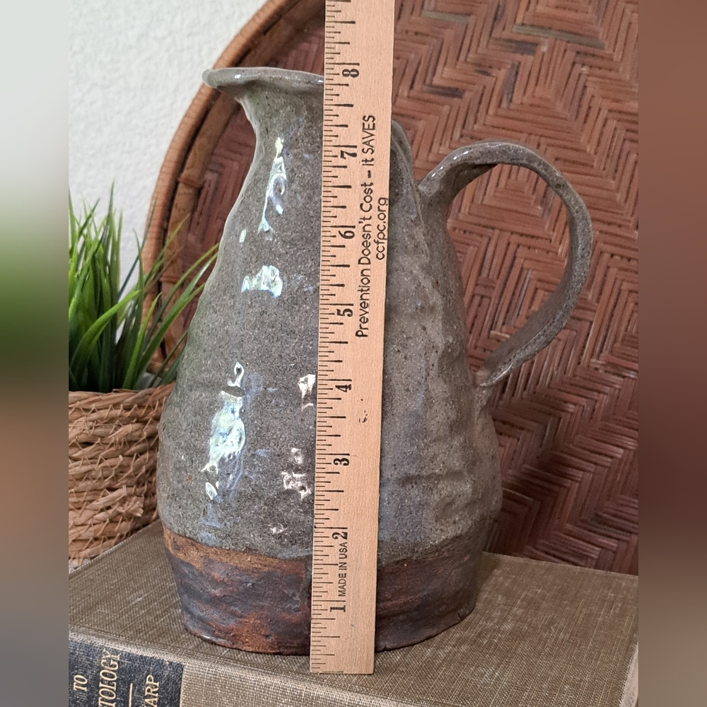 Handmade Rustic Textured Pottery Pitcher Boho Vase - Picture 8 of 11
